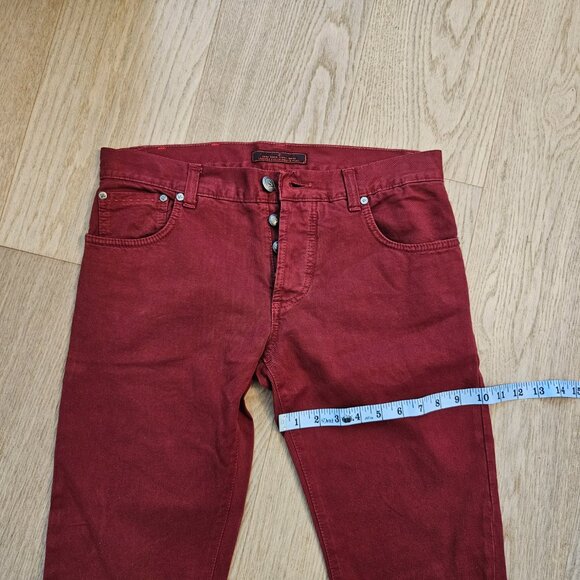 Isaia Burgundy 5-Pocket Cotton Jeans – Size 32 (48 EU) - Picture 8 of 16